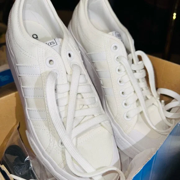 Adidas Platform White Canvas Sneakers - Picture 7 of 8